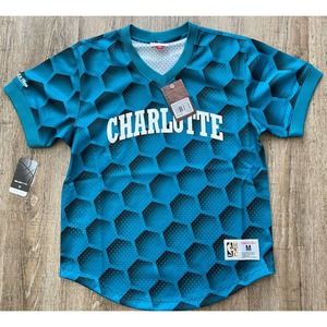 Mitchell & Ness Men’s Teal Charlotte Hornets Shooting Jersey Shirt Medium